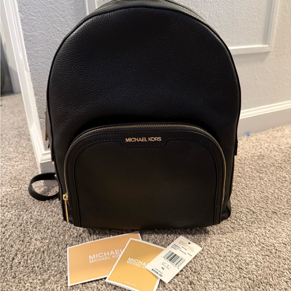 Michael Kors Black Pebble Leather Large Backpack